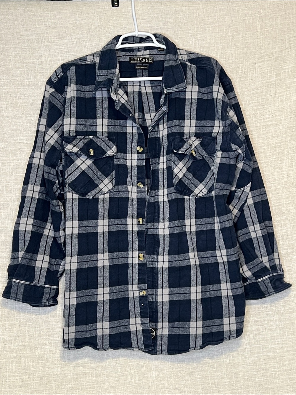 Lincoln Men's Navy & White Plaid Button-Down Shirt